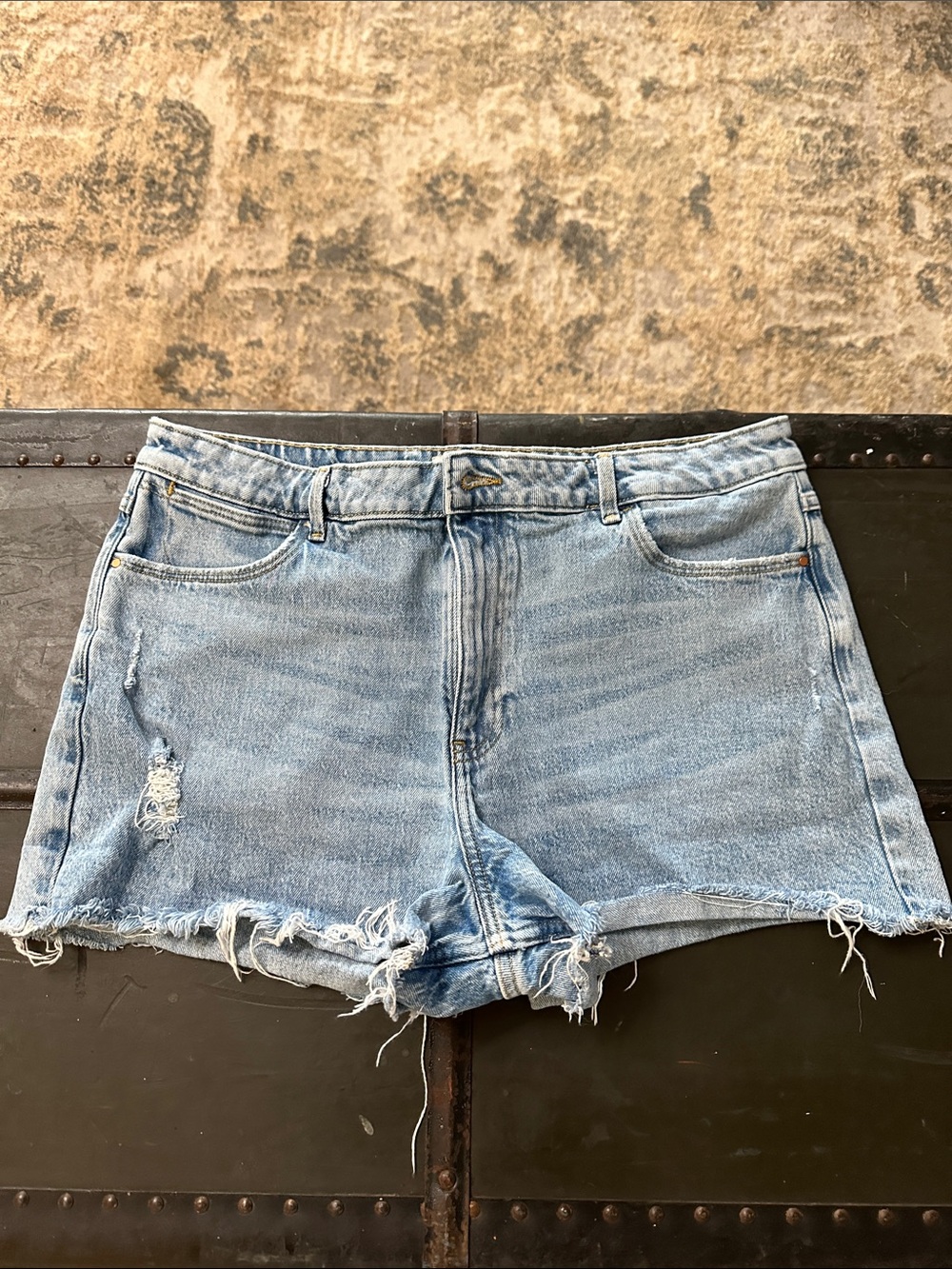 Wrangler Light Blue Distressed Denim Jean Shorts